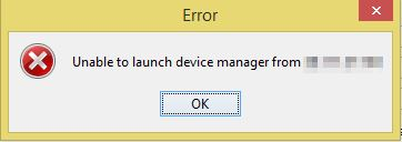 Unable to launch device manager from X.X.X.X